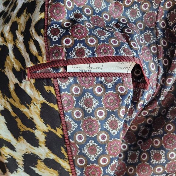 Leopard Print Mens Satin Blazer Jacket L/46 Single-Breasted Party Stage Suit - Picture 13 of 14